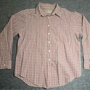 Abercrombie & Fitch Men’s Red & Gray Plaid Long Sleeve Shirt Size Medium Cotton